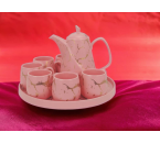 TM89 Pink Perlengkapan Minum Teh Livia dengan motif Marmer